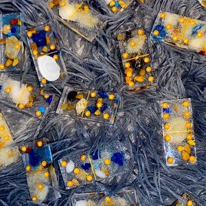 Crafted resin dominos.